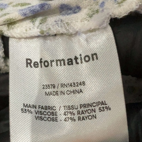 Reformation Sigmund Floral Long Sleeve Dress - Cream,Blue and Green Floral Sz 8 - Picture 9 of 9